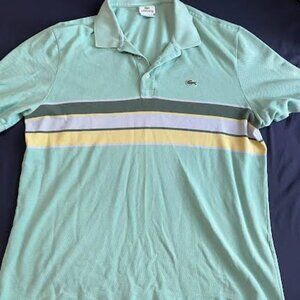Lacoste Green Size L or 6 with Small Tear 2 line Striped design